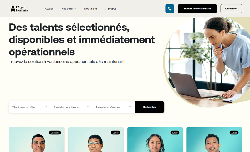 Hero section Agent humain